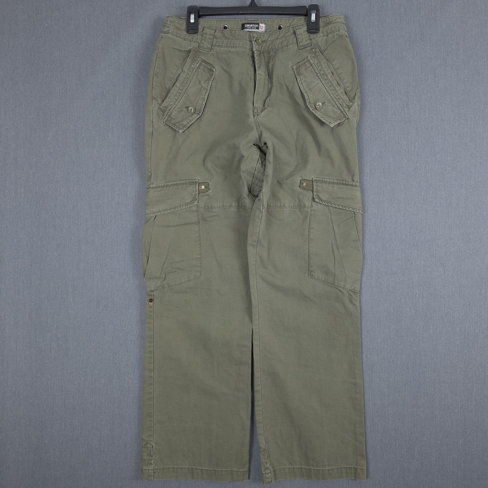 Burton Military Cargo Pants Mens 32 (Fits 32x32) Green Olive Drab Y2K Skater
